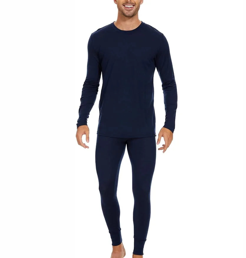 100% Merino Wool Base Layer Set for Men Lightweight Merino Wool Thermal Underwear Sets Long Sleeve Top Bottom Breathable 150G