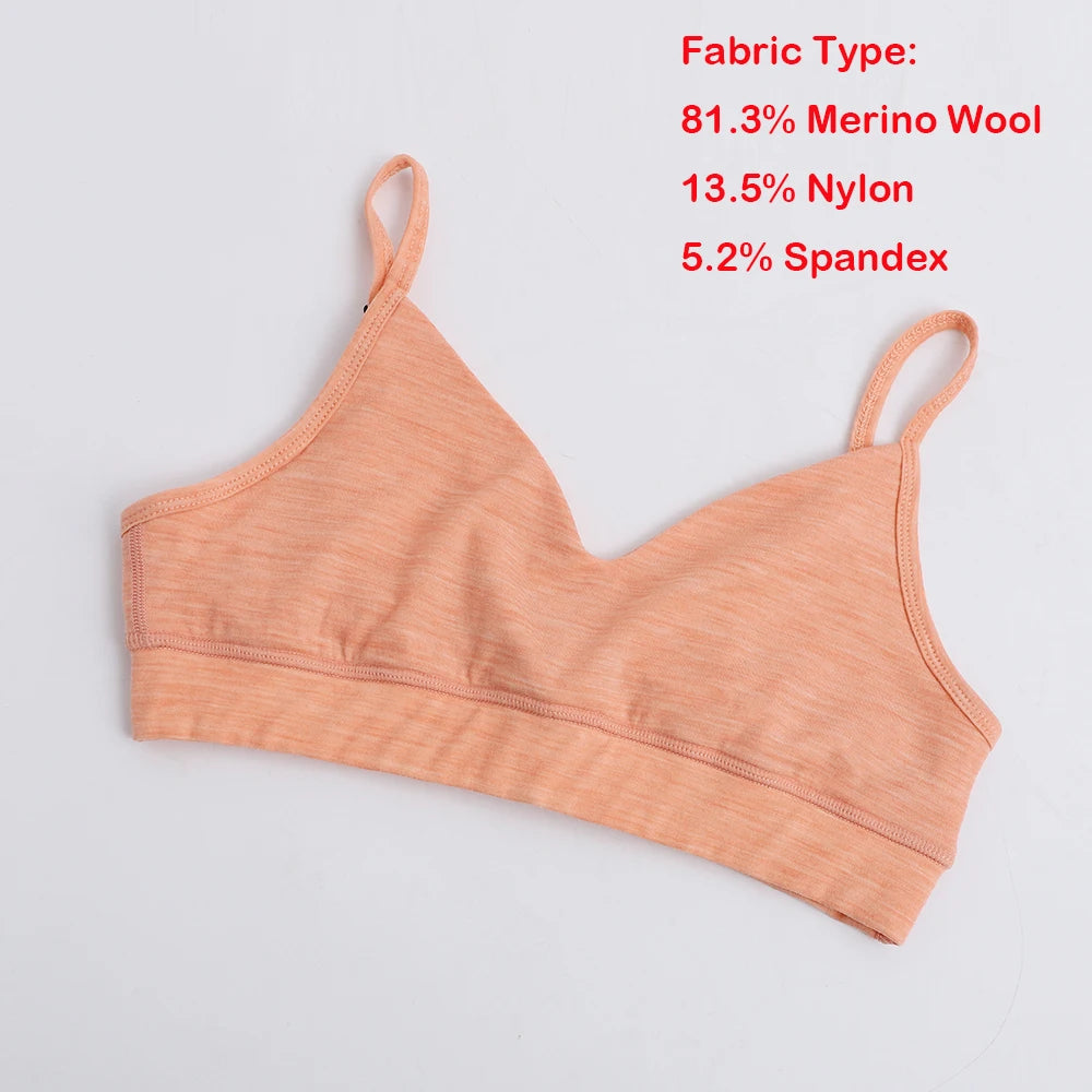 Women's Merino Wool Bras Merino Wool Tank Top Women Sports Bra Support Crop Top for Yoga Gym Workout Fitness Breathable