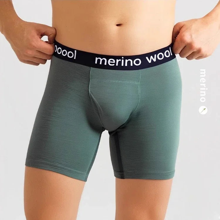Mens Merino Wool Boxer Briefs Men 100% Merino Wool Underwear Breathable Dry Fit Comfy Sports Base Layer Boxers