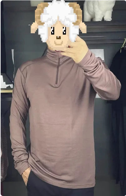 Merino Wool Men Base Layer Top 50% Merino Fit Long Sleeve Shirt 180G Lightweight Underwear Active Half Zip Sweater Quick-Dry