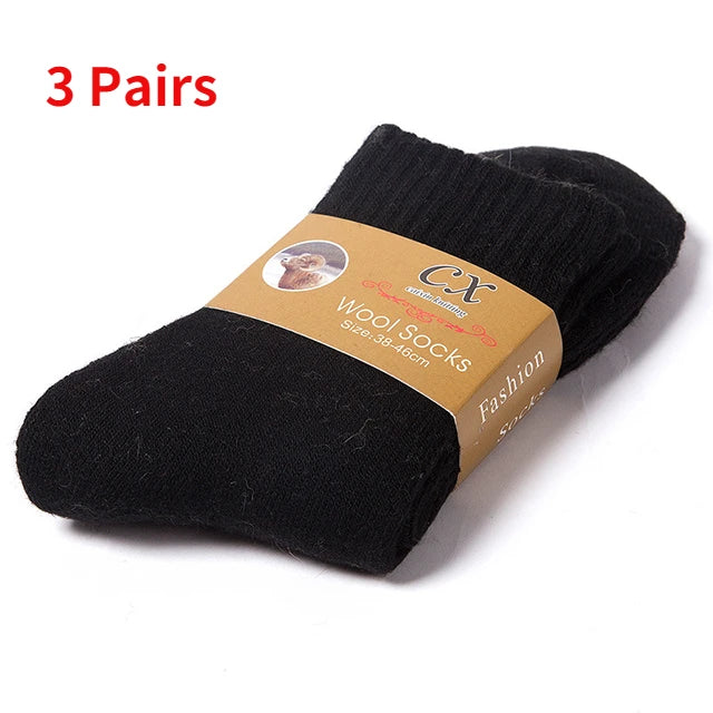 3 Pairs Unisex Wool Socks Hiking Thermal Socks Men Women Thick Warm Harajuku Socks Winter Ski Socks Sports Outdoor Breathable