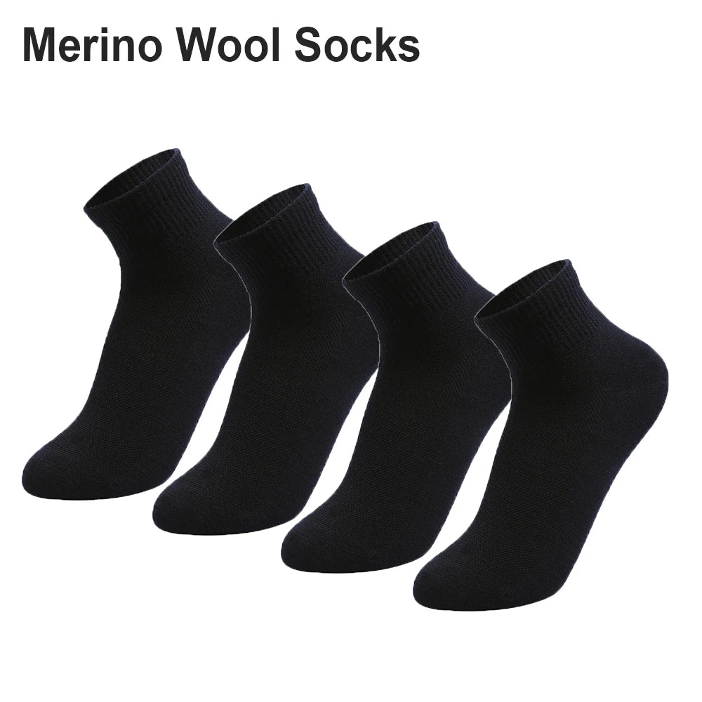 4 Pairs Men Women Merino Wool Socks Light Low Cut Sock Merino Wool Breathable Comfort Fit Thin for Running Cycling Ski Socks