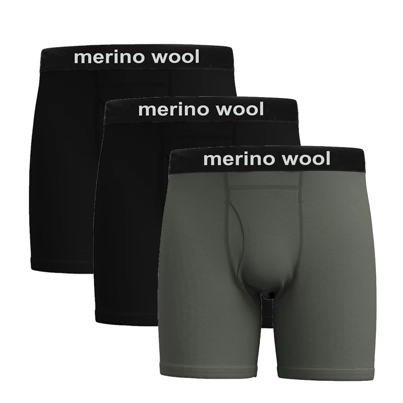 100% Merino Wool Mens Lightweight Boxer Brief Merino Wool Underwear Soft Moisture Wicking Breathable Sports Hiking Underpants