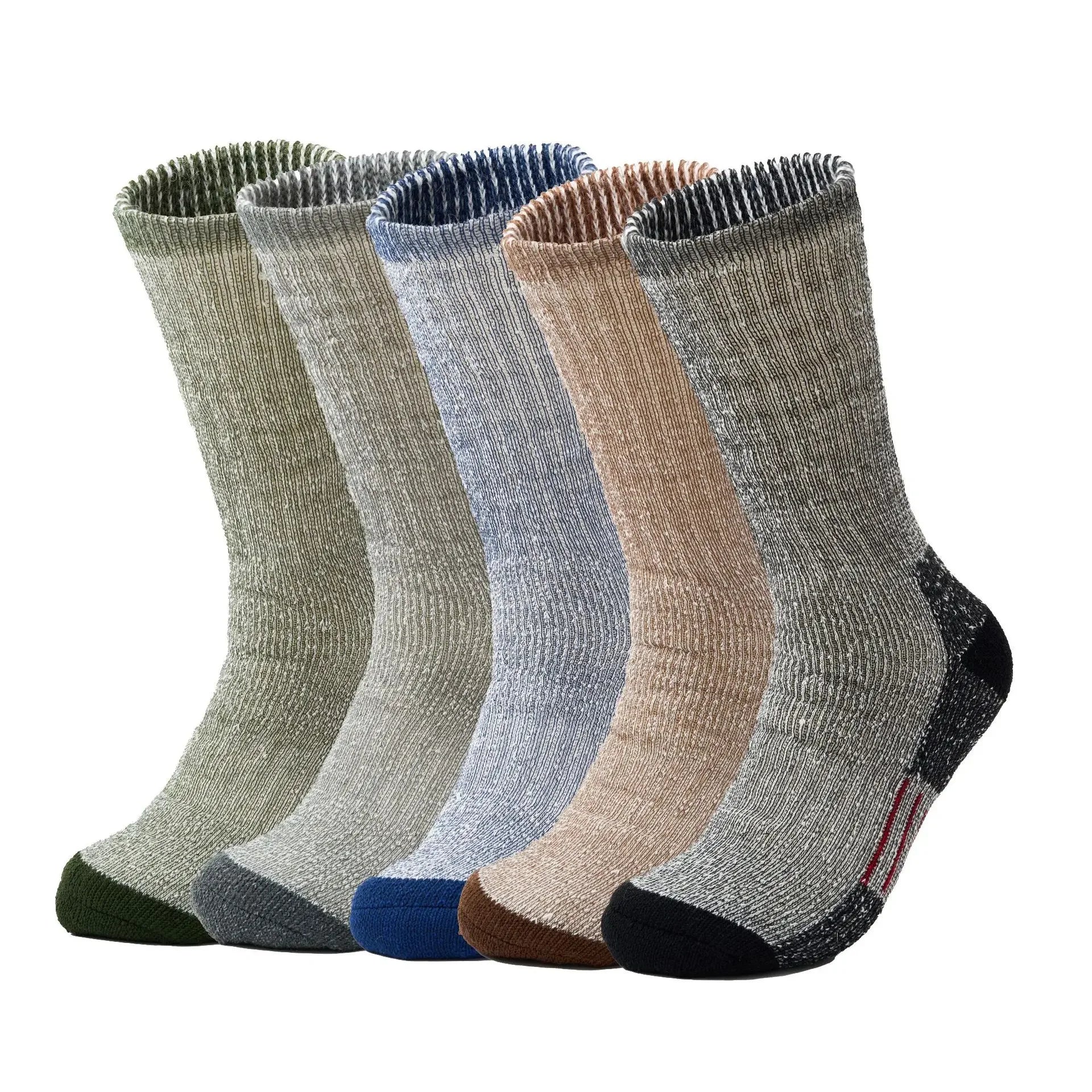Mens Merino Wool Crew Boot Socks Winter Outdoor Thermal Warm Socks Work Hiking Running Socks Packs Euro Size 41-45