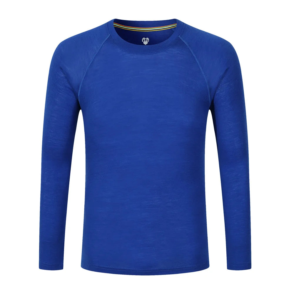 Men's Merino Wool Base Layer 100% Merino Wool Shirts for Men Thermal Underwear Long Sleeve T-Shirt for Hiking Hunting