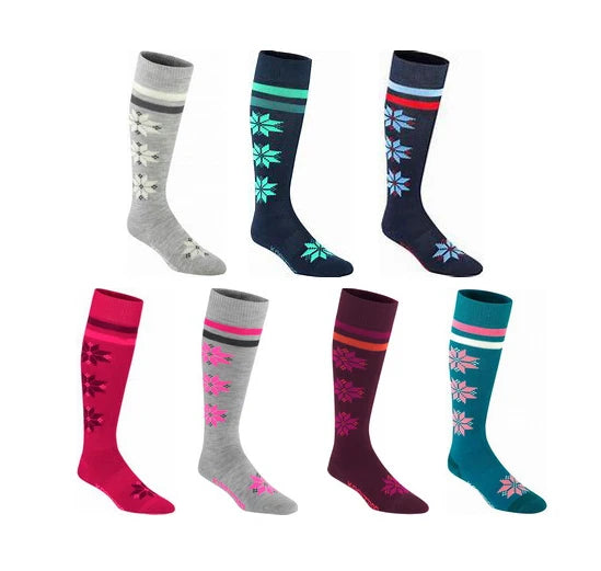 Merino Wool Ski Socks Women Over The Calf (OTC) Non-Slip Cuff Hiking Boot Socks Cold Weather Snowboarding Hunting Warm Socks