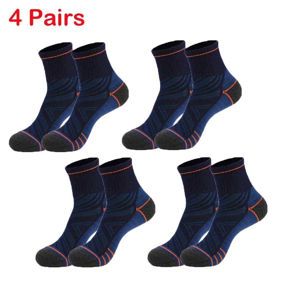 4 Pairs Merino Wool Ankle Socks Running Compression Support Thick Cushion Hiking Socks for Women Men Anti-Blister Breathable