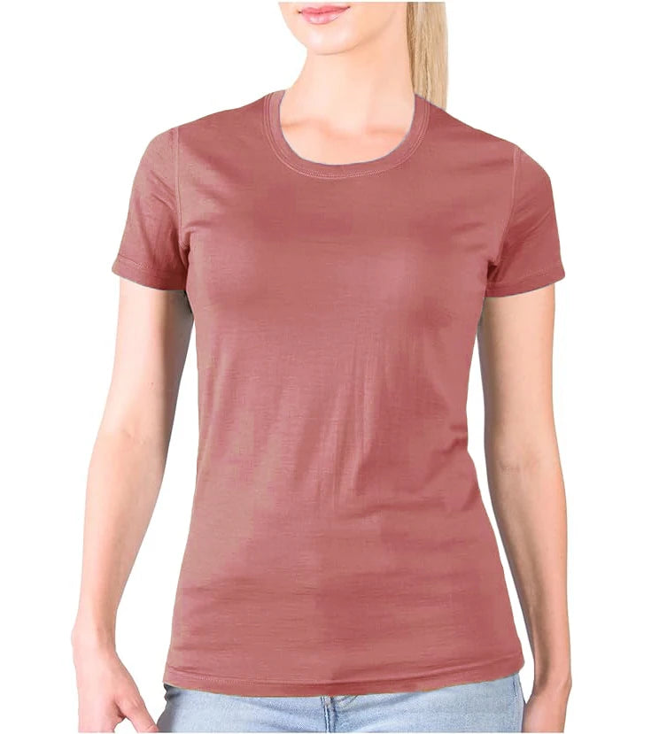 100% Merino Wool T Shirt Women Merino Wool 160G Lightweight Tech Tee Crew Neck Base Layer Women Undershirt Wicking Breathable