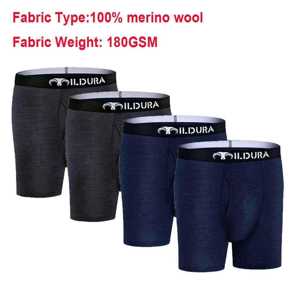 100% Merino Wool Underwear Boxer Briefs Men Merino Boxershorts Men Base Layer Underpants Soft Moisture Breathable Asian Size
