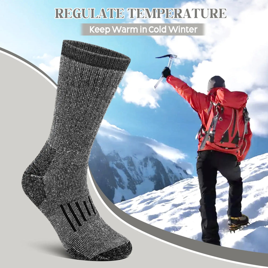 3 Pairs 80% Merino Wool Skiing Socks for Men Women Winter Warm Thermal Hiking Boot Cushion Crew Socks