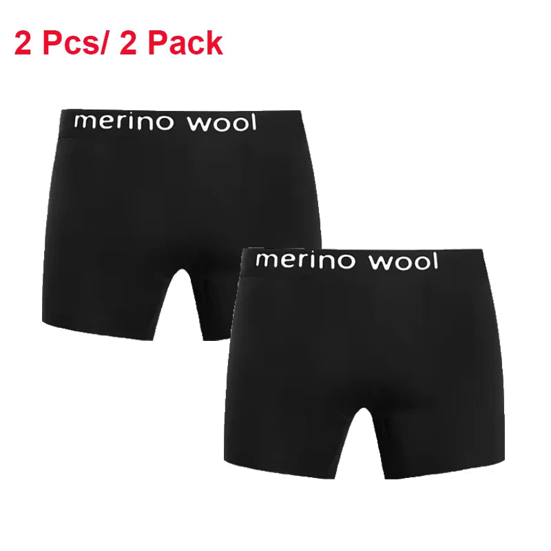 2 Packs Merino Wool Boxer Briefs Men Wool Blend Underwear Boys Shorts Everyday Breathable Anti-Odor Sports Fitness Boxershorts