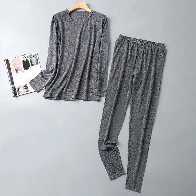 100% Merino Wool Base Layer Set Men 150G Winter Merino Wool Thermal Underwear Sets Lightweight Long Sleeve Top Bottom Pants