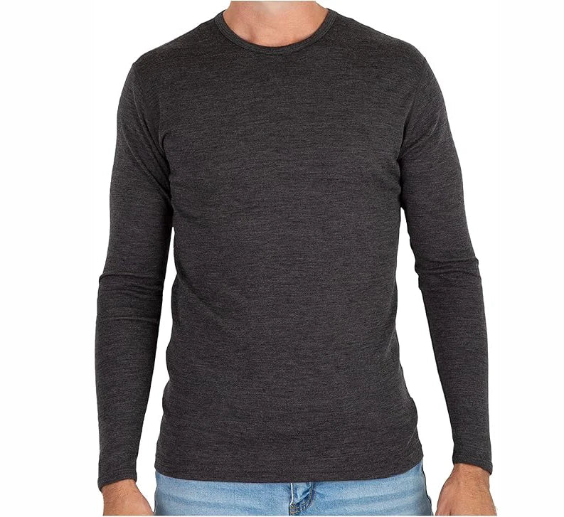 Men's 100% Merino Wool Thermal Underwear Long Sleeve Shirt Merino Wool Base Laye Top Wicking Breathable Anti-Odor 230g Asia Size