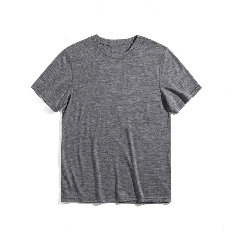 100% Merino Wool T Shirt for Men 16.5 Microns Merino Wool Base Layer Tee T-Shirt 170GSM Breathable Quick Dry Anti-Odor