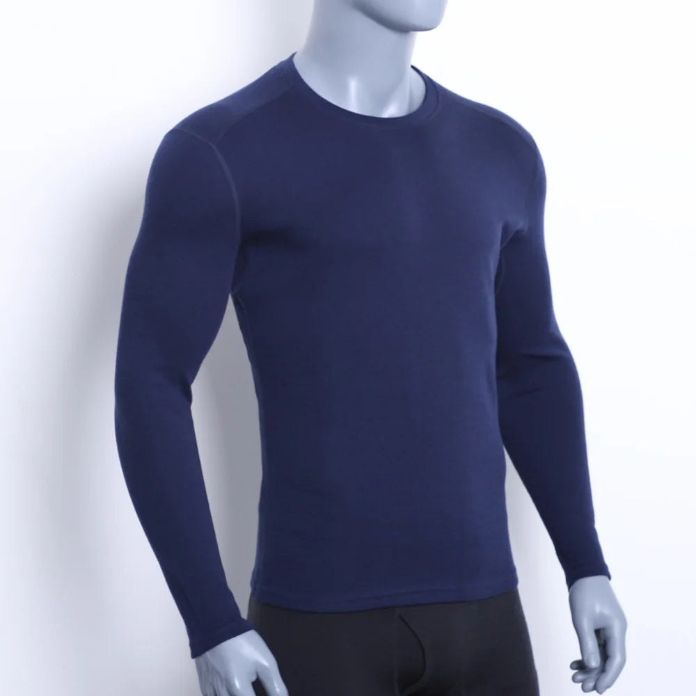 100% Merino Wool Base Layer Men Merino Wool Thermal Underwear Top Mens Crew Shirts Long Sleeve Shirt Everyday Baselayer 250G