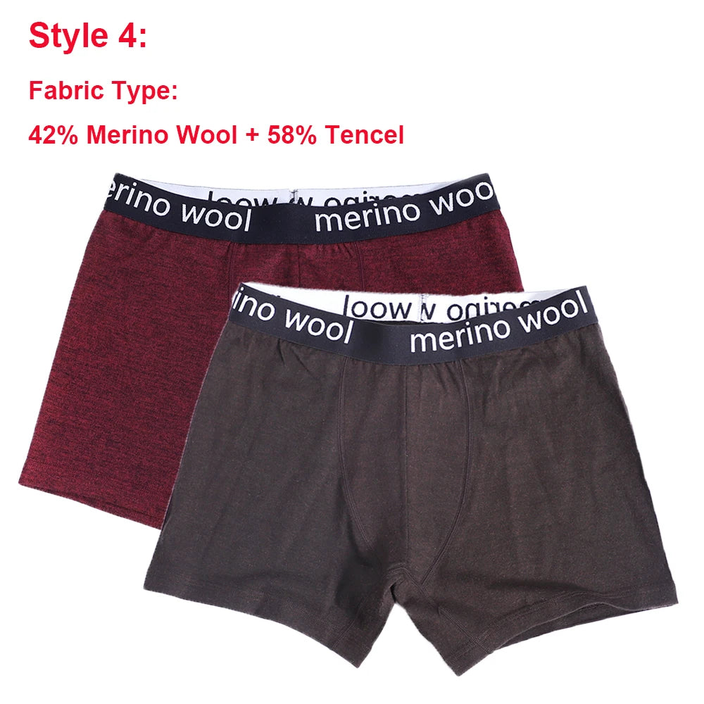 Merino Wool Mens Underwear Boxer Briefs 87% Merino Wool Blend Boxershorts Men Soft Breathable Moisture Wicking Sports Underpants