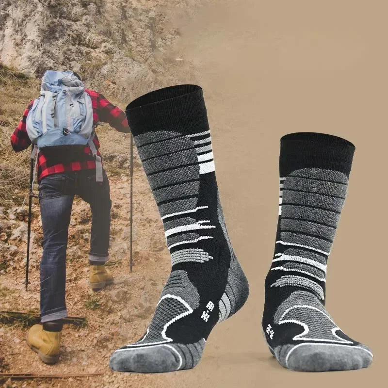 Men Women Merino Wool Socks Hiking 30% Merino Wool Warm Running Trekking Skiing Hunting Fishing Seamless Outdoor Sports Socks