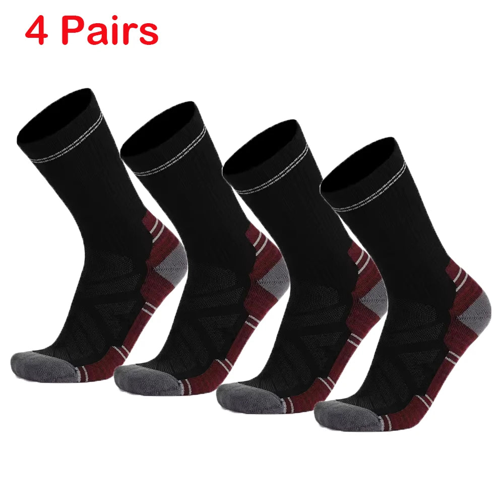 4 Pairs Merino Wool Hiking Crew Socks for Men Women Soft Lightweight Merino Wool Sports Socks Cushioned Anti-Blister Breathable