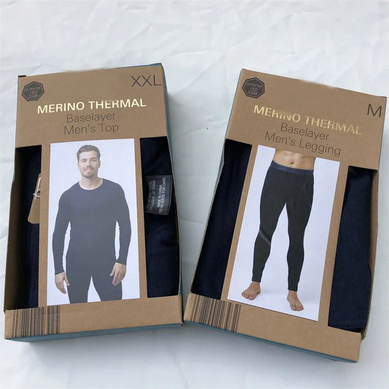 100% Merino Wool Base Layer Men 150G Lightweight Merino Long Sleeve Thermal Underwear Men First Layer Thermal Fit Top Crew Shirt