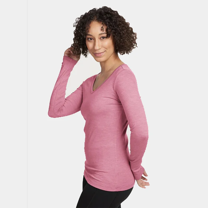 100 Merino Wool Womens Long Sleeve V Neck T Shirt Thermal Underwear 16.5micro Merino Wool Base Layer Shirts Skiing Hiking
