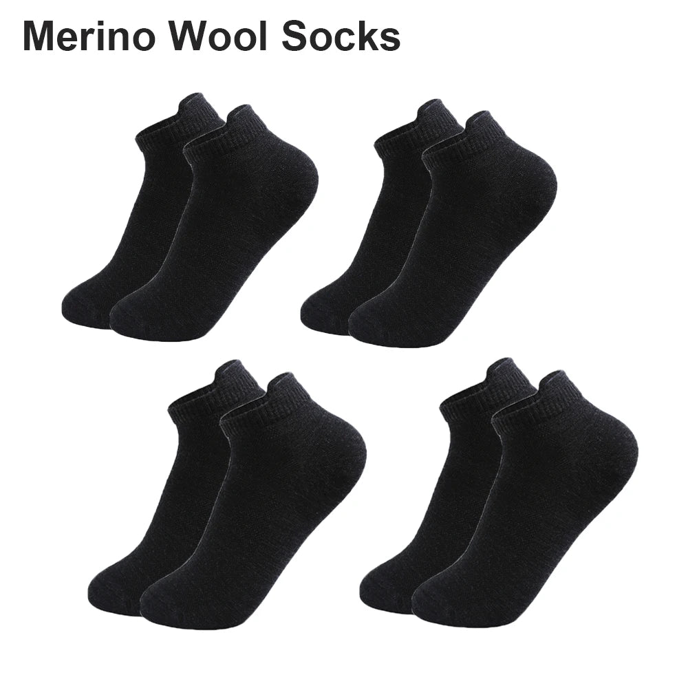 4 Pairs Merino Wool Ankle Socks Men Women Athletic Thin Running Socks Merino Everyday Socks Wicking Breathable Anti-Odor