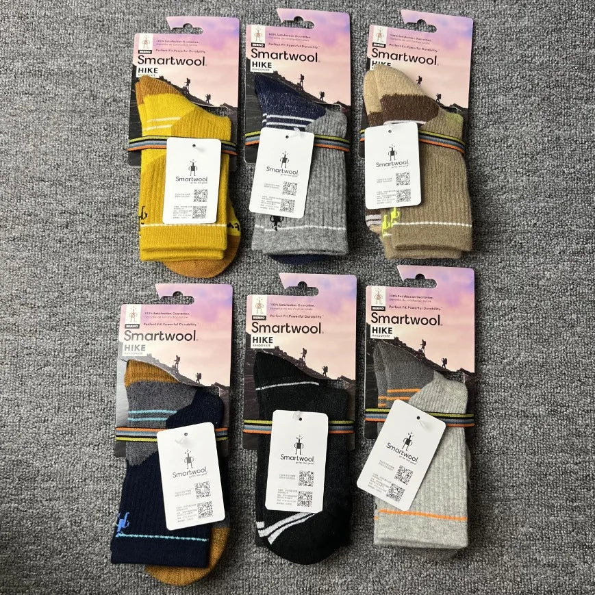 Mens Merino Wool Socks Hiking Cushion Crew Socks Thermal Moisture Wicking Outdoor Sports Running Socks
