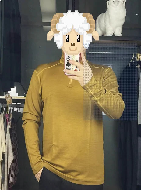 Merino Wool Men Base Layer Top 50% Merino Fit Long Sleeve Shirt 180G Lightweight Underwear Active Half Zip Sweater Quick-Dry