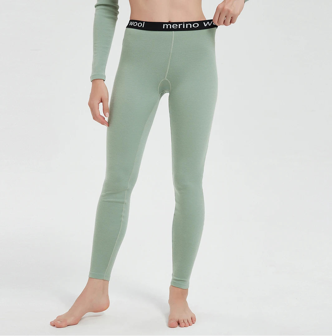 Women's Merino Wool Base Layer Pants 100% Merino Wool Leggings 250G Midweight Thermal Underwear Bottom for Women Breathable