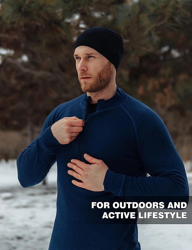 100% Merino Wool Base Layer Tops Mens Fitted Long Sleeve Shirts Merino Wool Midweight Thermal Underwear Mens Half Zip Sweater