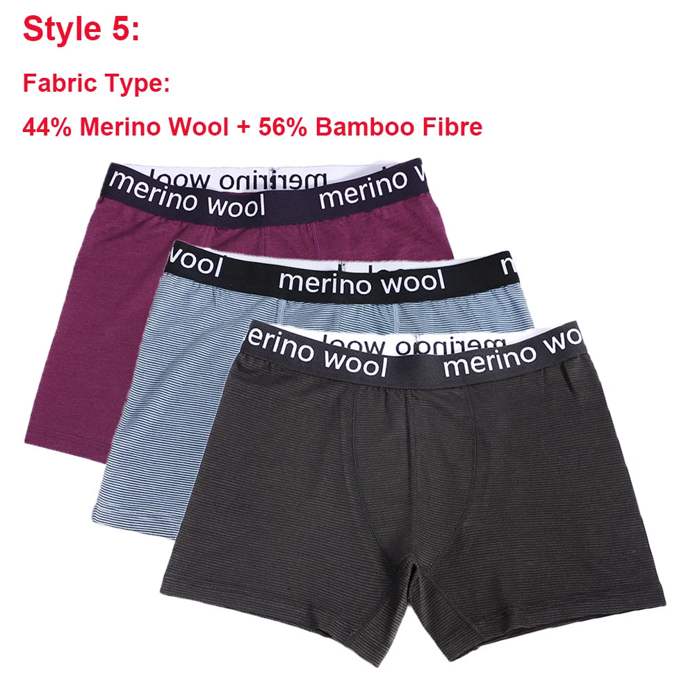 Mens Merino Wool Underwear Boxer Briefs 87% Merino Wool Boxers Soft Breathable Moisture Wicking Sports Fitness Boxershorts