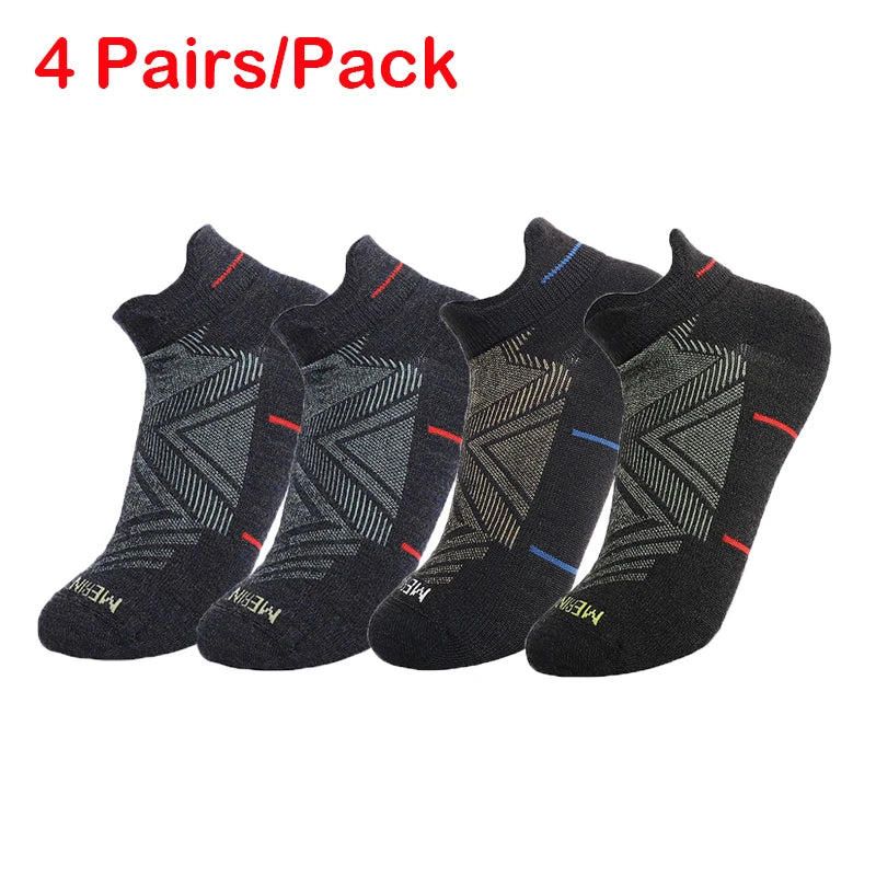 2/4 Pairs Merino Wool Ankle Socks Mens Womens Athletic Thin Running Socks Merino Everyday Socks Wicking Breathable Anti-Odor