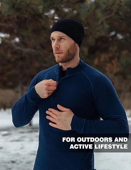100% Merino Wool Base Layer Mens Merino Wool Half Zip Sweater Men Merino Thermal Underwear Long Sleeve Shirt Breathable Wicking