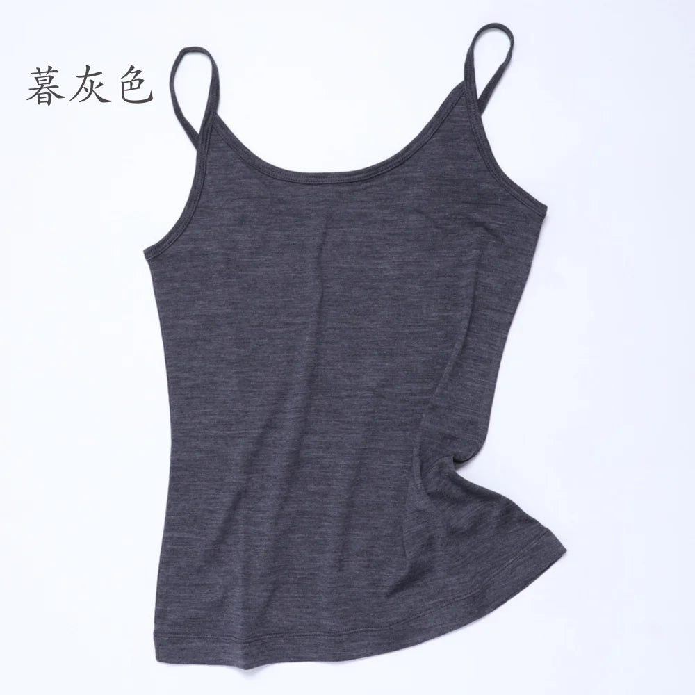 Women Merino Wool Camisole Tank 87% Merino Tank Top 150G Lightweight Sports Yoga Top Sleeveless Wicking Breathable Anti-Odor