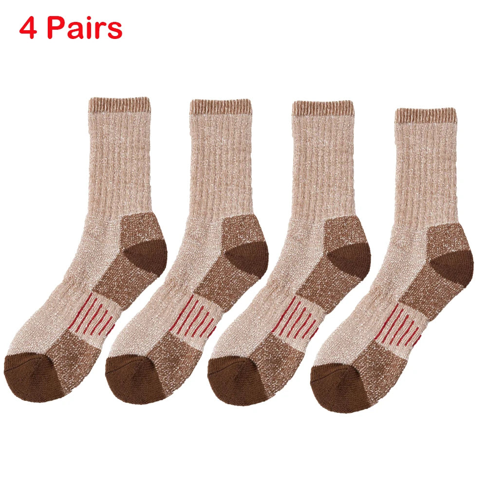 Mens Merino Wool Crew Boot Socks Winter Outdoor Thermal Warm Socks Work Hiking Running Socks Packs Euro Size 41-45