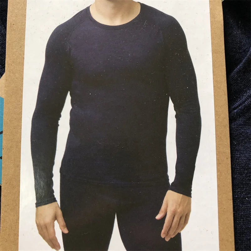100% Merino Wool Base Layer Men 150G Lightweight Merino Long Sleeve Thermal Underwear Men First Layer Thermal Fit Top Crew Shirt