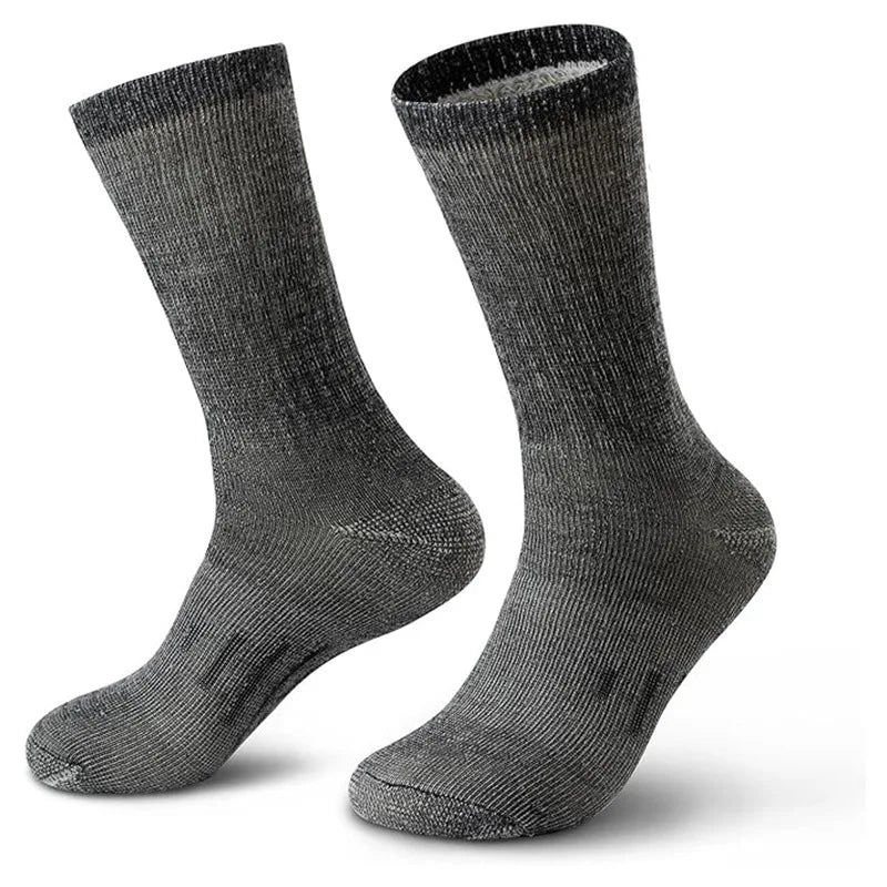 Mens 90% Merino Wool Crew Socks Thermal Warm Thickened Terry Socks for Winter Work Hiking Running Outdoor Plus Size 42-47