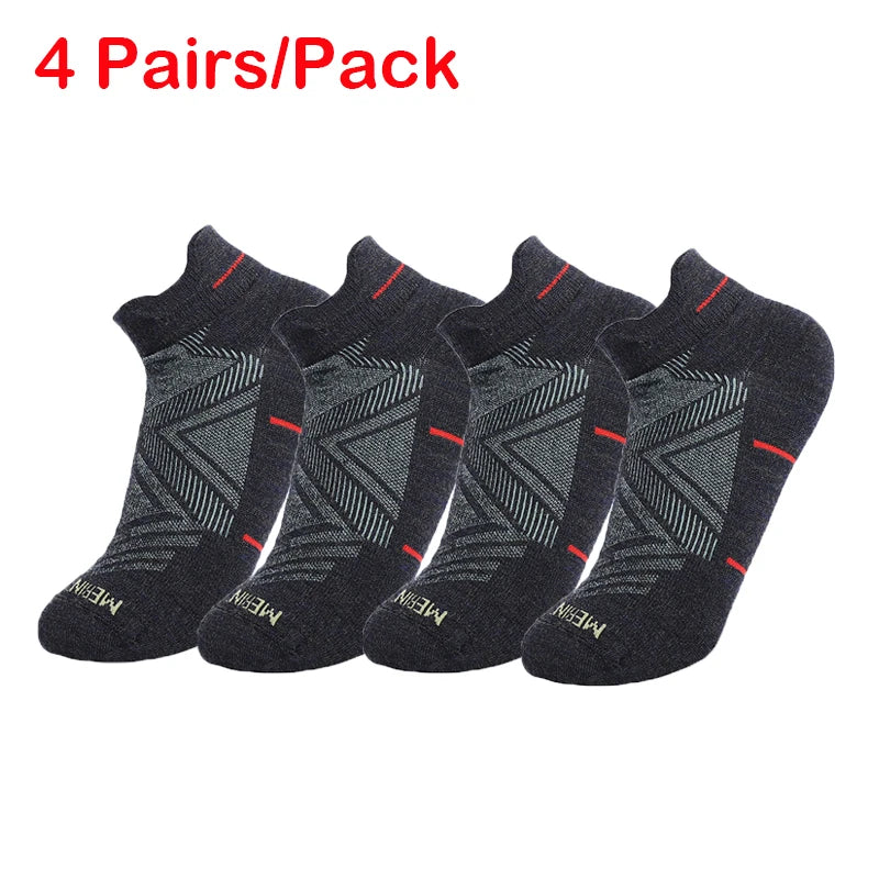 2/4 Pairs Merino Wool Ankle Socks Mens Womens Athletic Thin Running Socks Merino Everyday Socks Wicking Breathable Anti-Odor