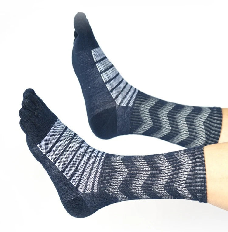 Men Women Merino Wool Toe Socks for Hiking Running  Winter Thermal Warm Boot Work Cushion Five Finger Socks 2 Pairs