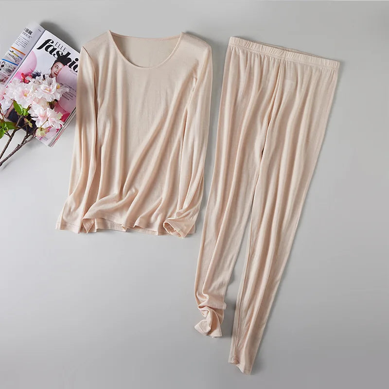 Women's Merino Wool Base Layer Set Top and Bottom Set 100% Wool Thermal Underwear for Womens Tights Long Sleeve 150G