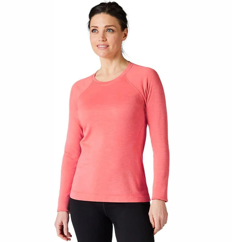 Women's Merino Wool Base Layer Shirt Lightweight Merino Wool Thermal Underwear Long Sleeve T Shirts Wicking Anti-Odor 130G