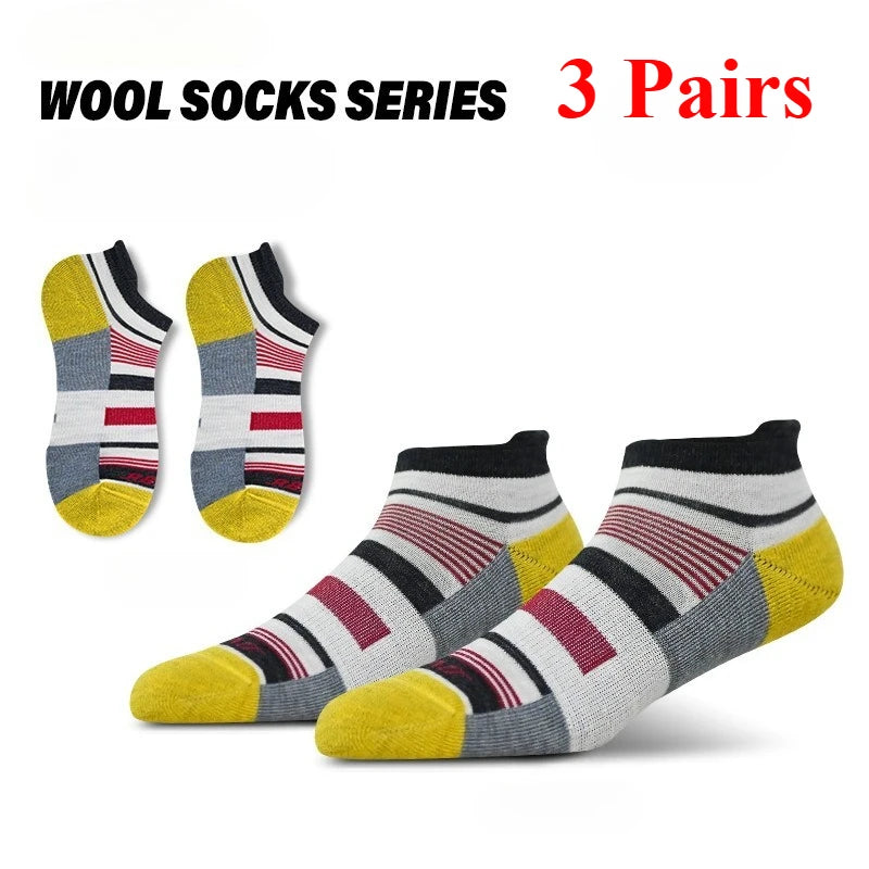 Men Women 90% Merino Wool Ankle Socks Athletic Hiking Running Compression Support Anti-blister Cushion Low Cut Socks 3 Pairs