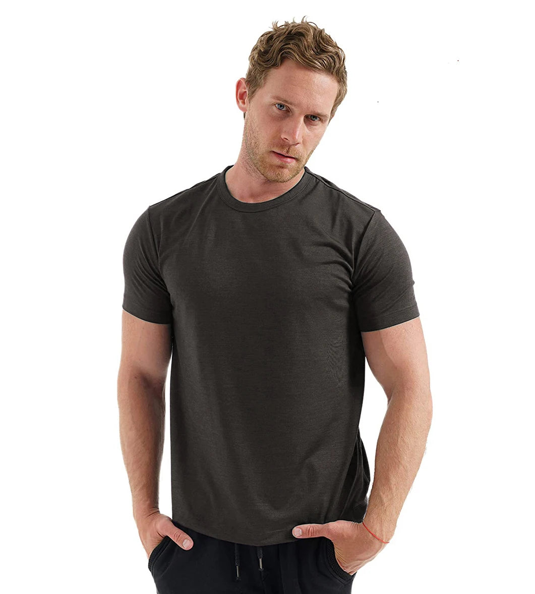 100% Merino Wool T Shirt Men's Base Layer Tee Men 180 GSM Wicking Breathable Quick Dry Anti-Odor Hiking Shirts