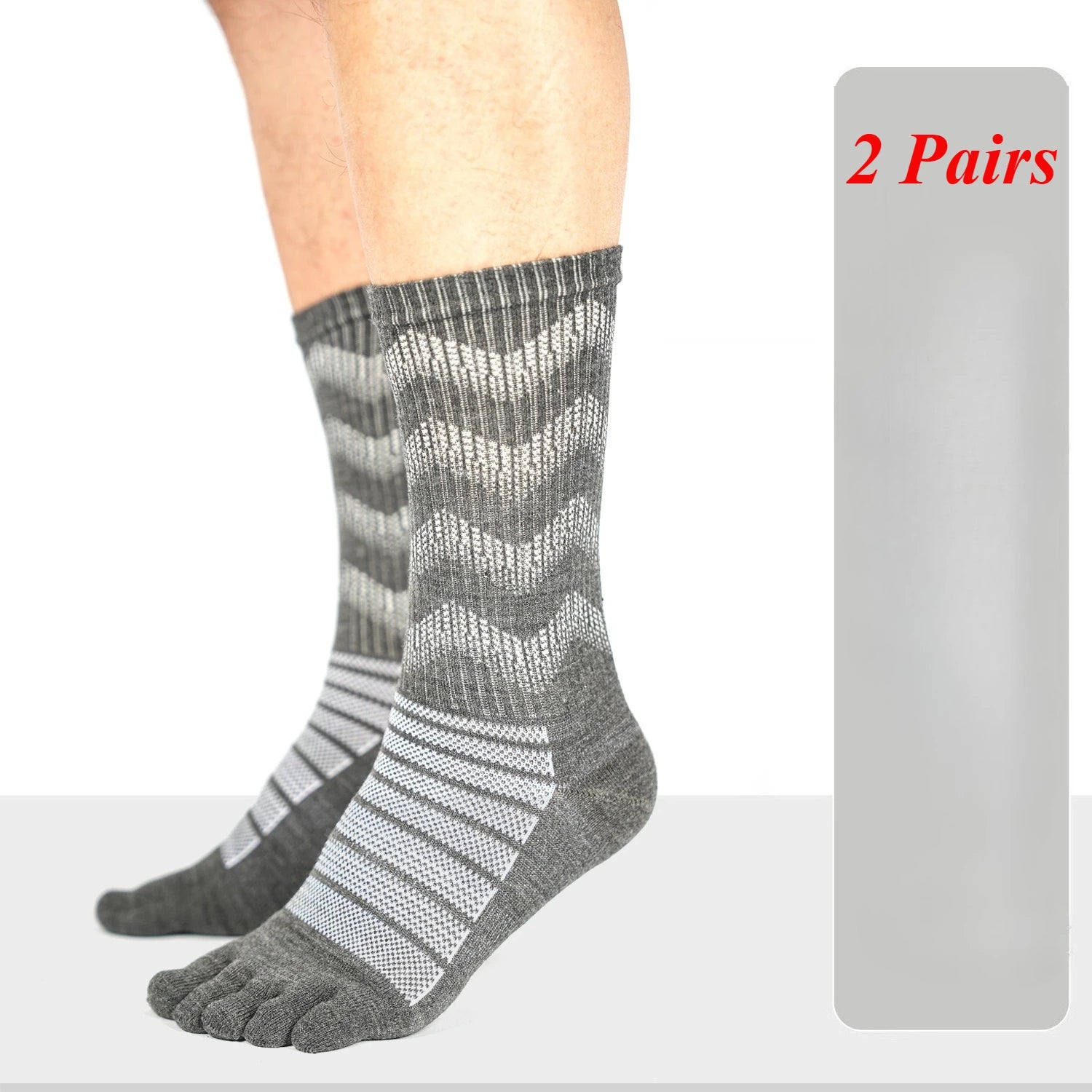 Men Women Merino Wool Toe Socks for Hiking Running  Winter Thermal Warm Boot Work Cushion Five Finger Socks 2 Pairs
