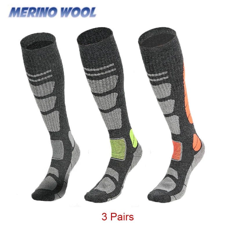 Unisex Ski Socks Merino Wool Socks Warm Compression Long Sock For Men Women Knee High Winter Hiking Snowboarding Sports Socks