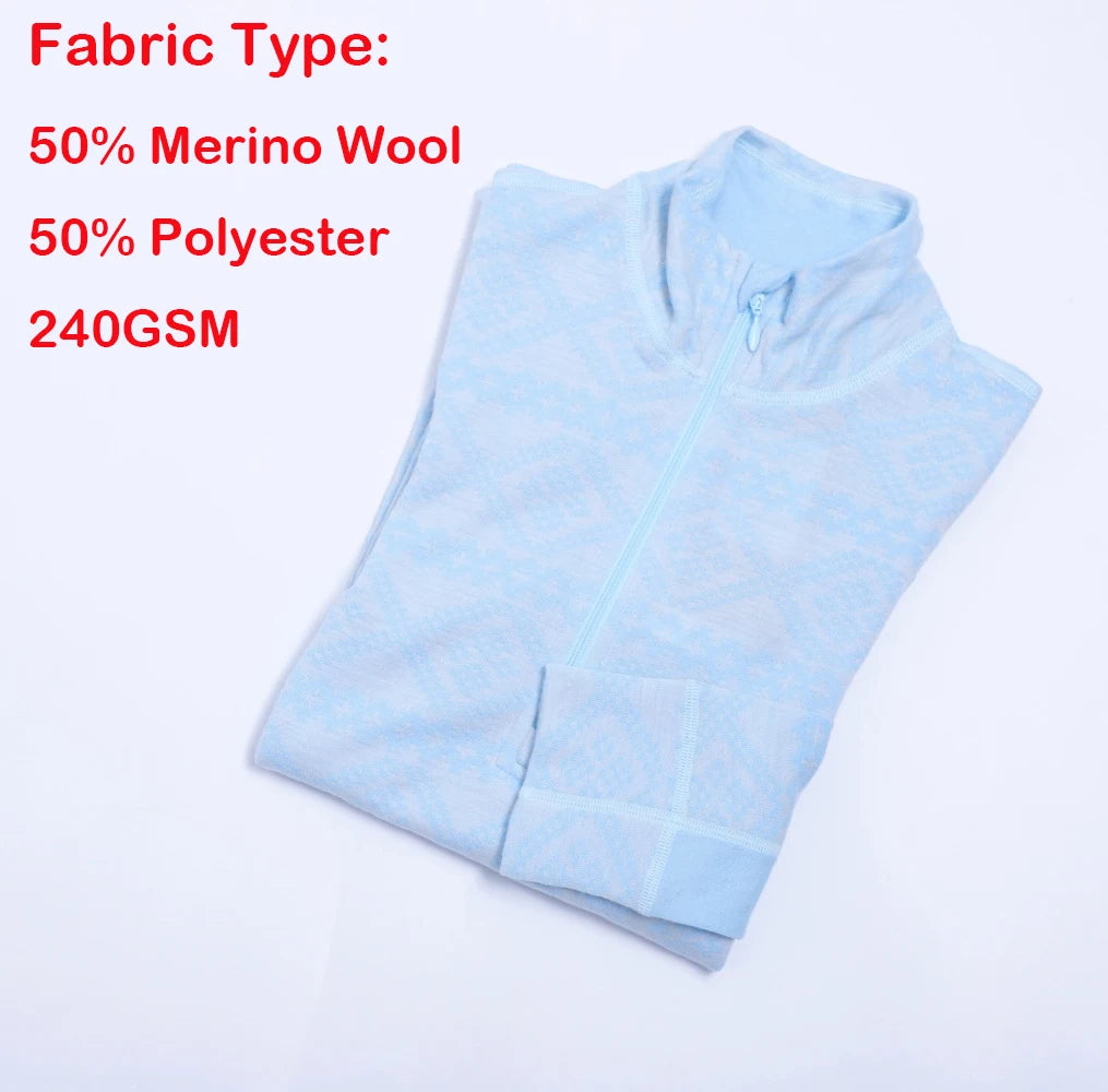 50% Merino Wool Base Layer Women Half Zip Sweater Midweight Fitted Long Sleeve Knit Merino Wool Thermal Shirts Ski Hiking 230G