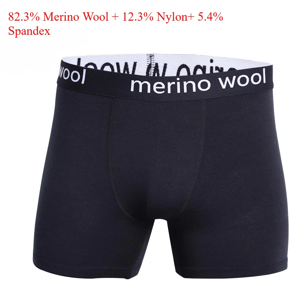 Men's Merino Wool Underwear Boxers Men Merino Wool Blend Boxer Briefs Breathable Comfortable Pouch Moisture Wicking