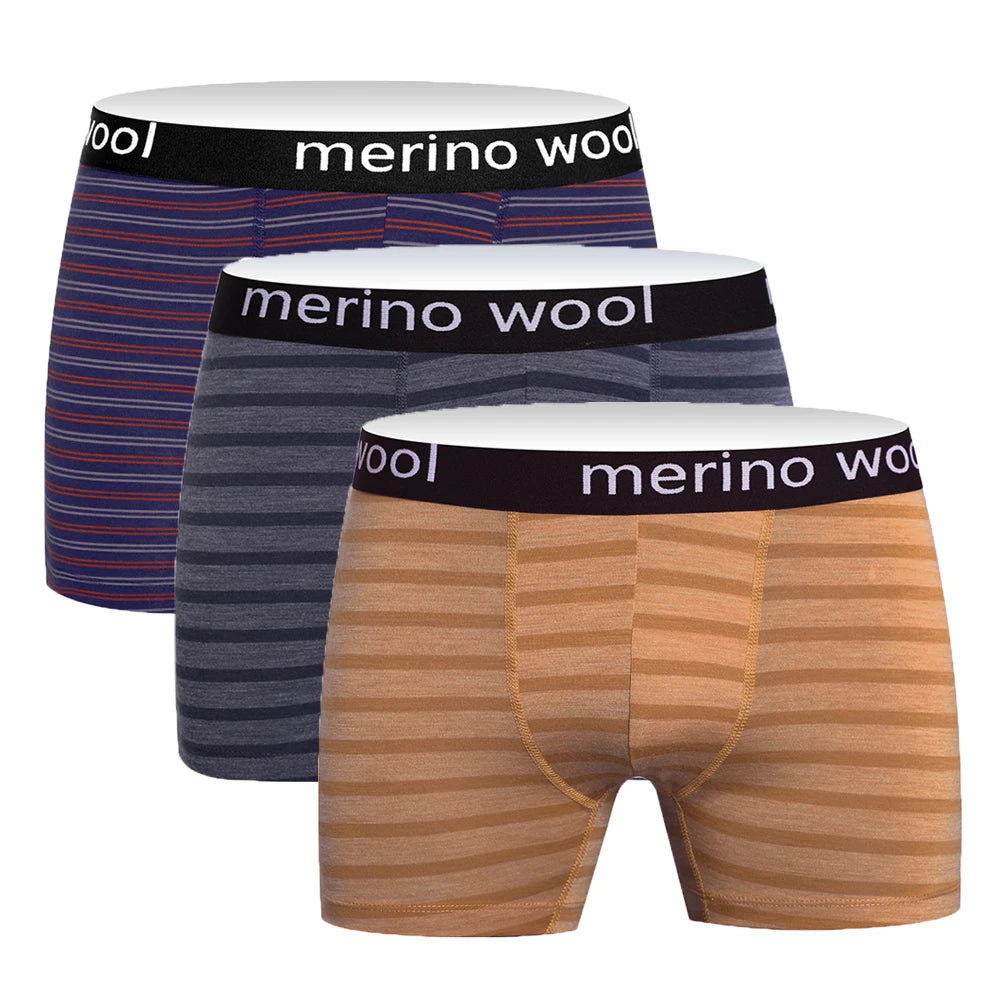 Merino Wool Mens Underwear Boxer Briefs 87% Merino Wool Blend Boxershorts Men Soft Breathable Moisture Wicking Sports Underpants