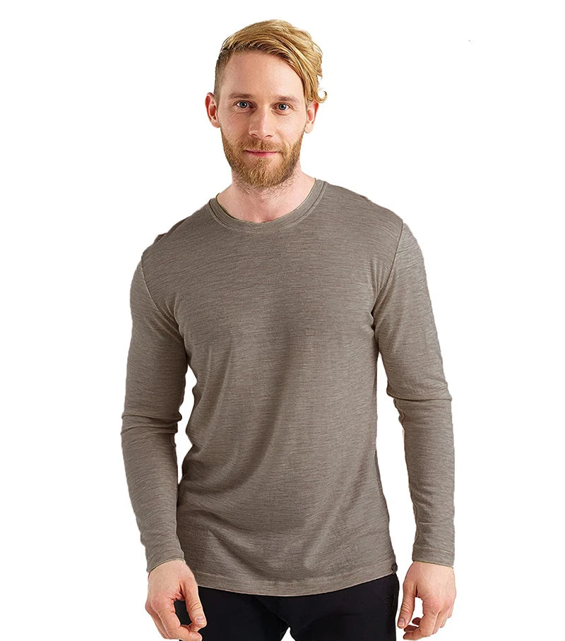 100% Merino Wool Thermal Underwear Men Merino Wool Base Layer Shirt 240G Winter Warm Wicking Breathable Anti-Odor USA Size