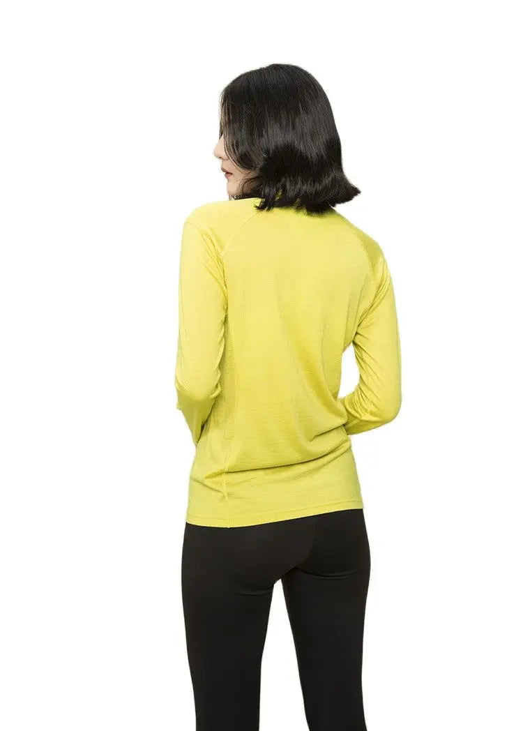 100% Merino Wool Base Layer Top Women Merino 160G Wool Active 1/4 Zip Long Sleeve Thermal Shirt Lightweight Breathable Quick Dry