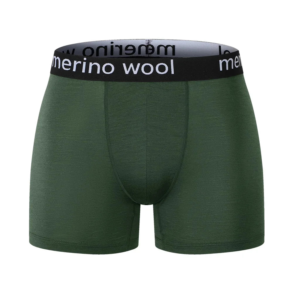 100% Merino Wool Boxer Briefs Mens Merino Wool Underwear Boxer Shorts Everyday Soft Breathable Anti-Odor Sports Fitness Boxers